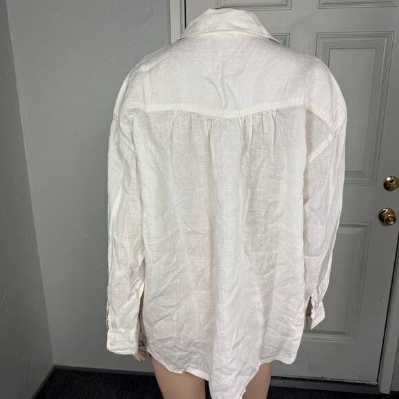 Sundance Women's Shirt M Linen Long sleeve Pullover Button Bohemian Casual WW11 - Picture 3 of 6
